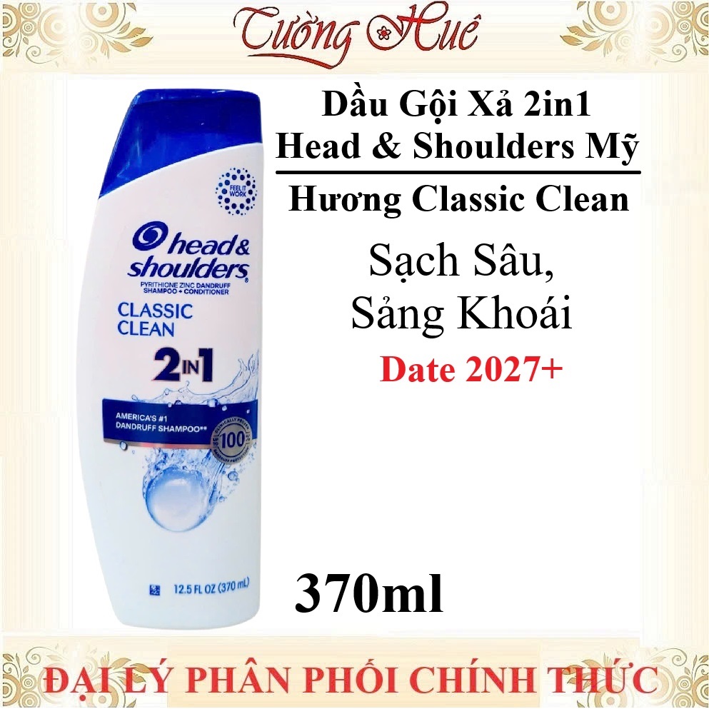 Dầu Gội Xả 2in1 Head & Shoulders Mỹ Dưỡng Ẩm Da Đầu Sạch Gàu - 370ml