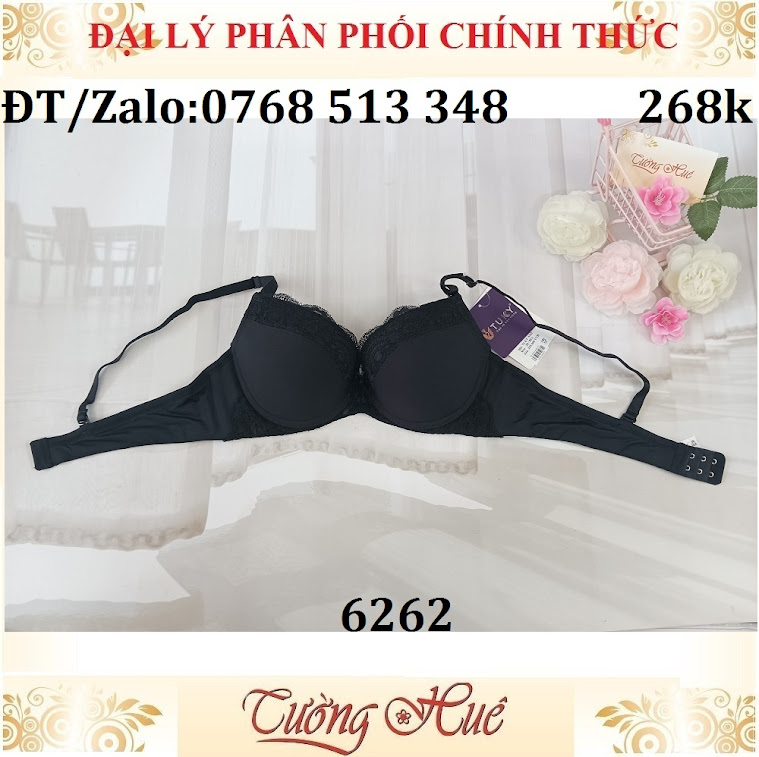Áo lót nữ Tuky 6262 trơn phối ren thêu mút vừa.