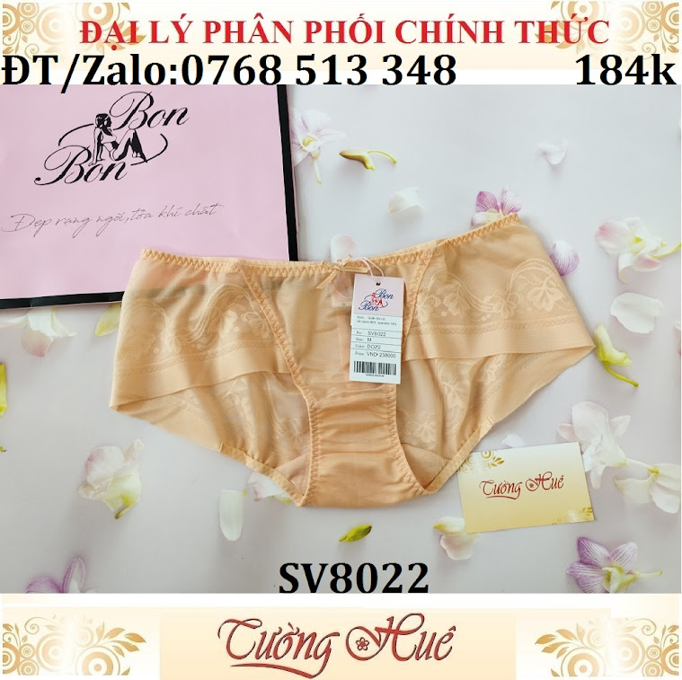 Quần lót nữ Bon Bon SV8022 ren lưới hoa văn không viền may, lưng thấp vừa.