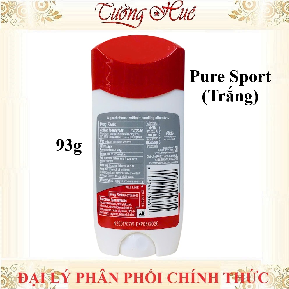 Lăn Khử Mùi Nam Old Spice Pure Sport Sáp Trắng - 93g