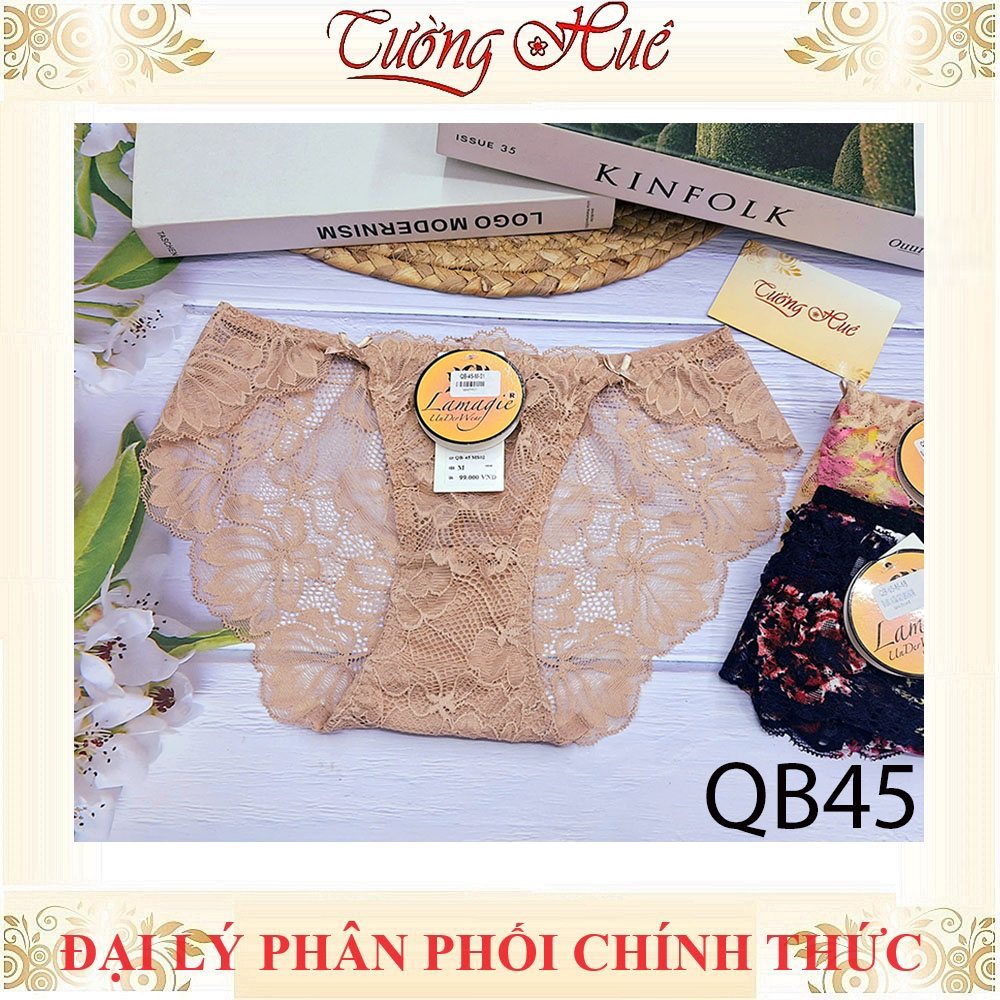 Quần Lót Nữ Lamagie QB45 Ren Cạp Thấp Cách Điệu Phối Nơ