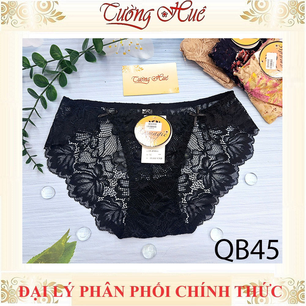 Quần Lót Nữ Lamagie QB45 Ren Cạp Thấp Cách Điệu Phối Nơ