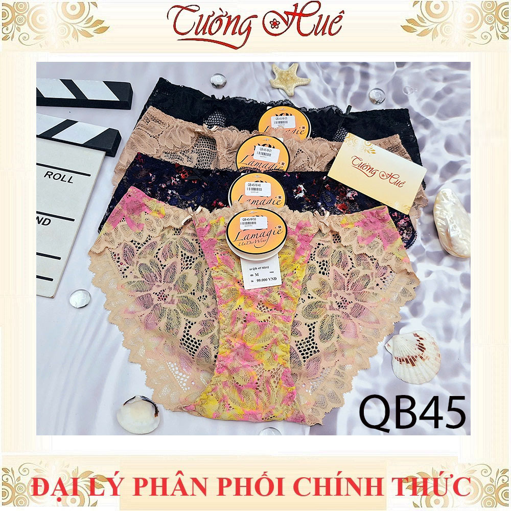 Quần Lót Nữ Lamagie QB45 Ren Cạp Thấp Cách Điệu Phối Nơ