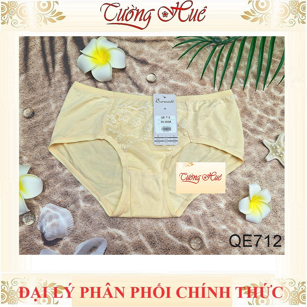 Quần Lót Nữ Escanté QE712 Lưng Vừa Mỏng Mềm Mịn Thấm Hút Phối Ren Trước
