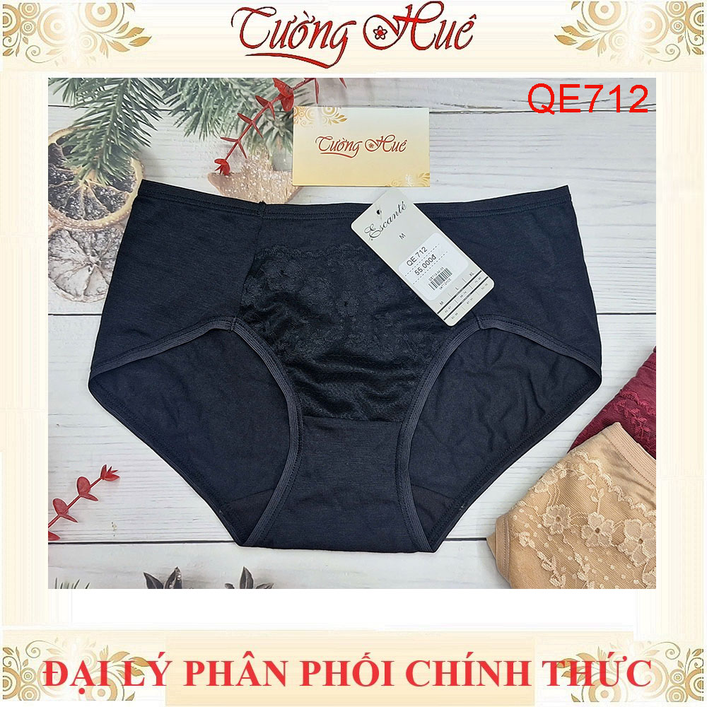 Quần Lót Nữ Escanté QE712 Lưng Vừa Mỏng Mềm Mịn Thấm Hút Phối Ren Trước