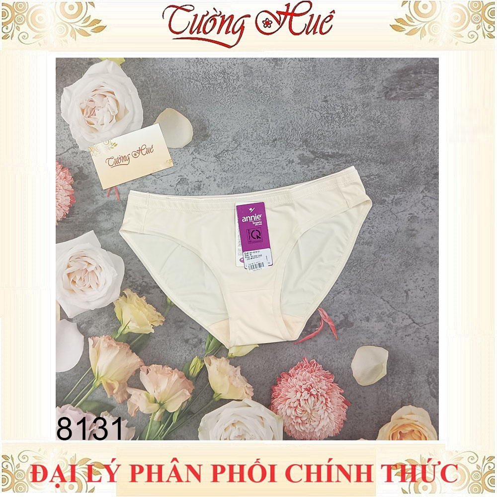 Quần lót nữ annie QE 8131 trơn lưng thấp lưng viền màu.