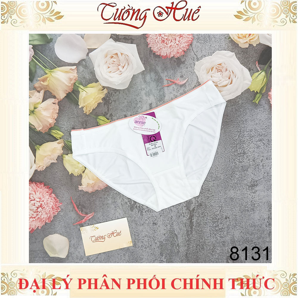 Quần lót nữ annie QE 8131 trơn lưng thấp lưng viền màu.