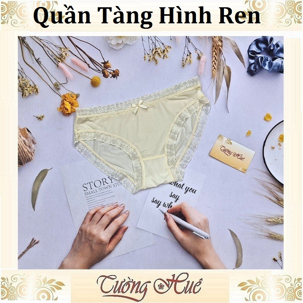 Quần Lót Nữ Lụa Trơn Tàng Hình Viền Ren.