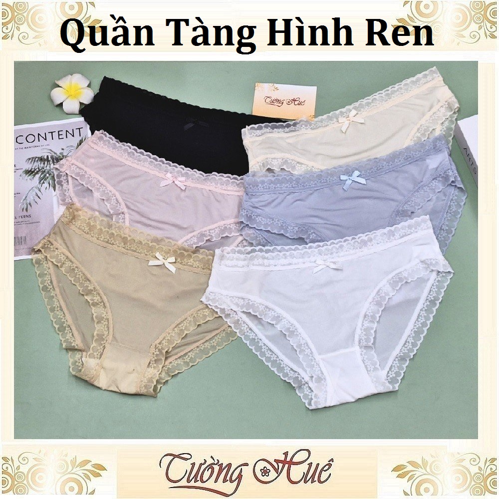 Quần Lót Nữ Lụa Trơn Tàng Hình Viền Ren.