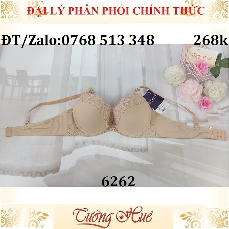 Áo lót nữ Tuky 6262 trơn phối ren thêu mút vừa.