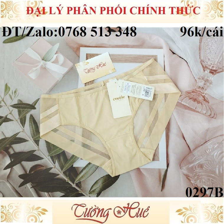 Quần lót nữ Corèle V. 0297B quần lót trơn phối lưới, lưng vừa (FORM LỚN).