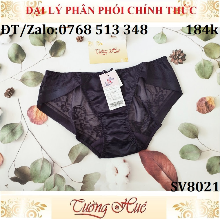 Quần lót nữ Bon Bon SV8021 ren lưới hoa văn, lưng vừa.