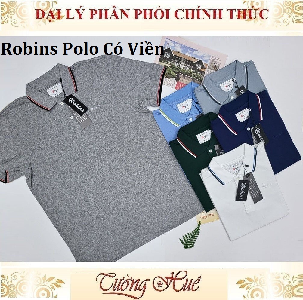 Áo Thun Polo Nam Thái Lan Robins Có Viền Tay Ngắn Thun Co Giãn Thoáng Khí.