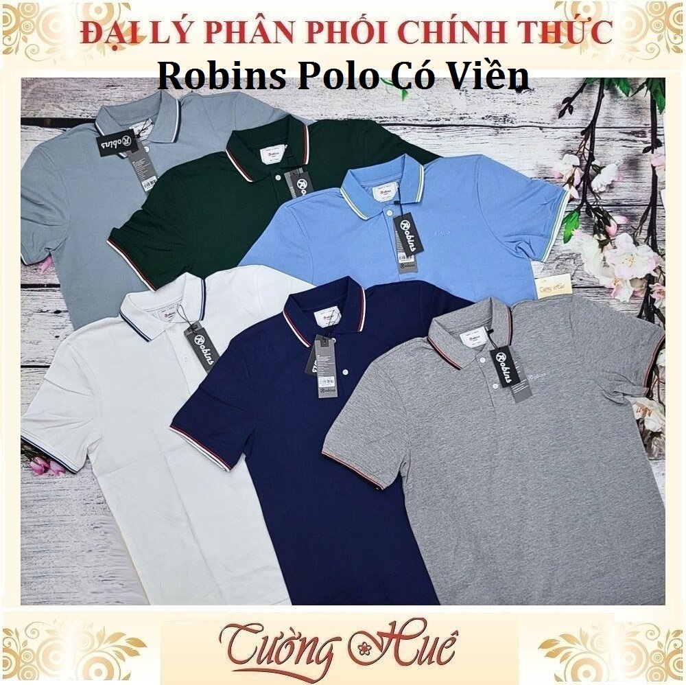 Áo Thun Polo Nam Thái Lan Robins Có Viền Tay Ngắn Thun Co Giãn Thoáng Khí.