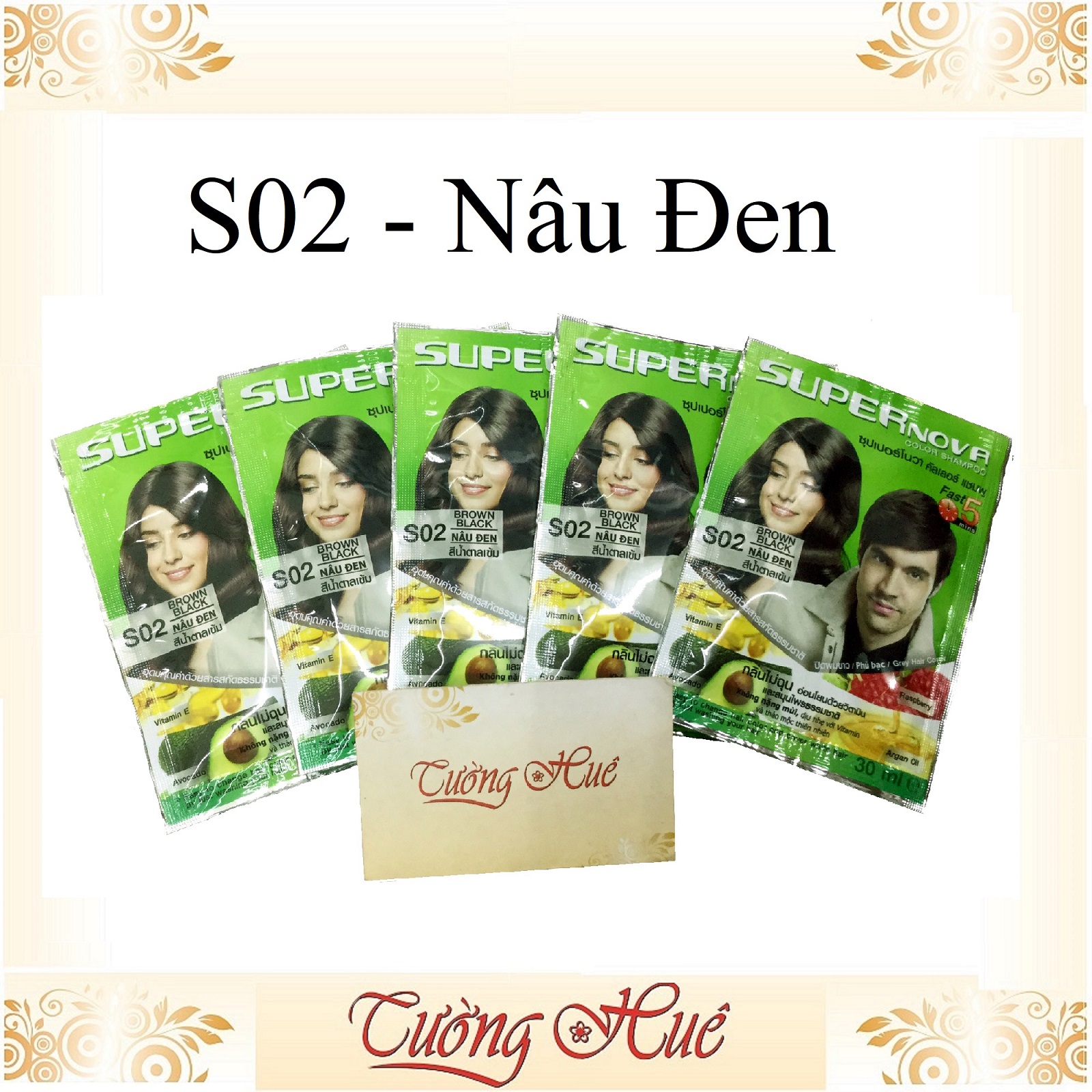 Bộ 5 Gói gội nhuộm thảo dược Super Nova Thái Lan Color Shampoo - 30ml x 5