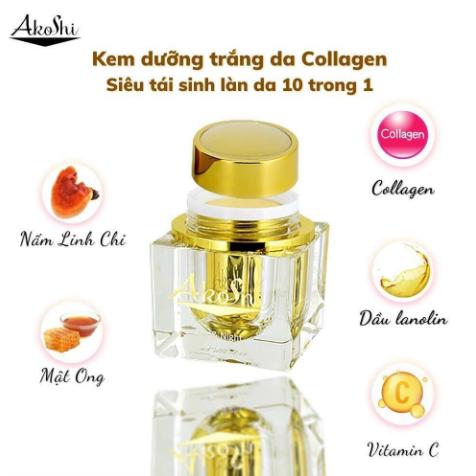 Kem Akoshi Dưỡng Trắng Da Collagen (Ngày và Đêm) - 25g (Vàng)
