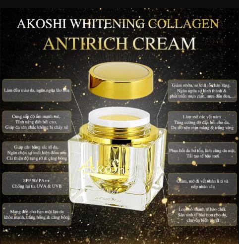 Kem Akoshi Dưỡng Trắng Da Collagen (Ngày và Đêm) - 25g (Vàng)