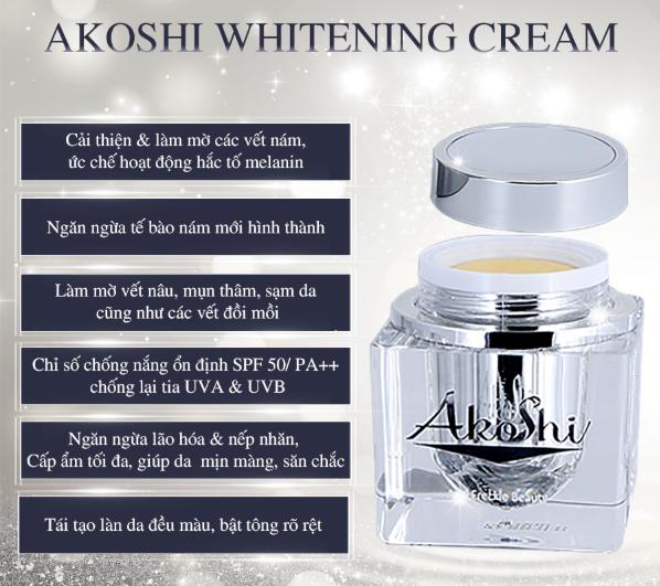 Kem Akoshi Dưỡng Trắng Da Làm Mờ Nám, Tàn Nhang, Ngăn Ngừa Lão Hóa - 25g (Bạc)