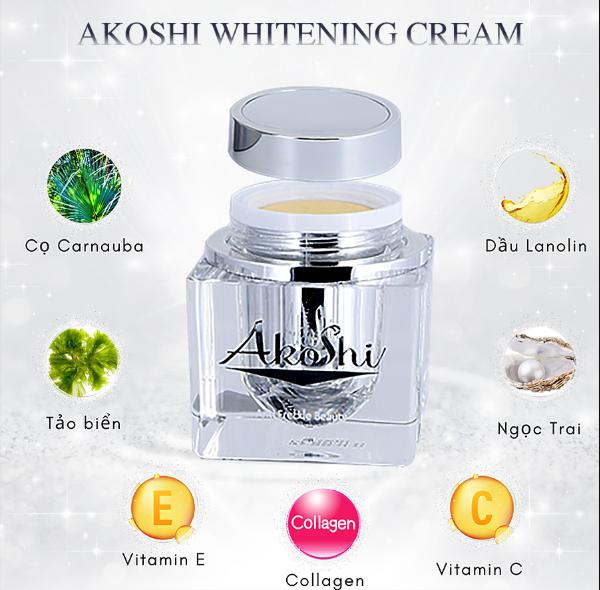 Kem Akoshi Dưỡng Trắng Da Làm Mờ Nám, Tàn Nhang, Ngăn Ngừa Lão Hóa - 25g (Bạc)