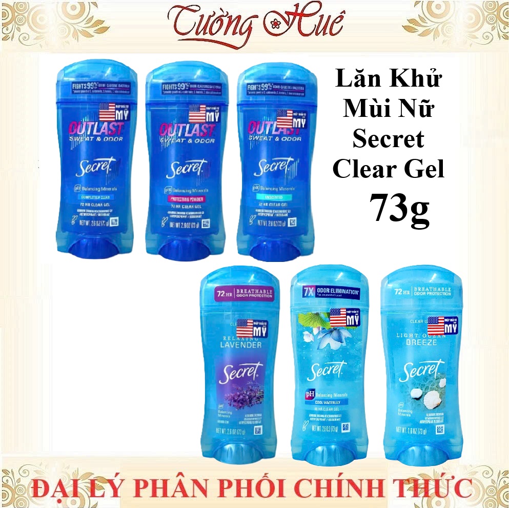 Lăn Khử Mùi Nữ Secret Clear Gel Nhiều Mùi Hương - 73g