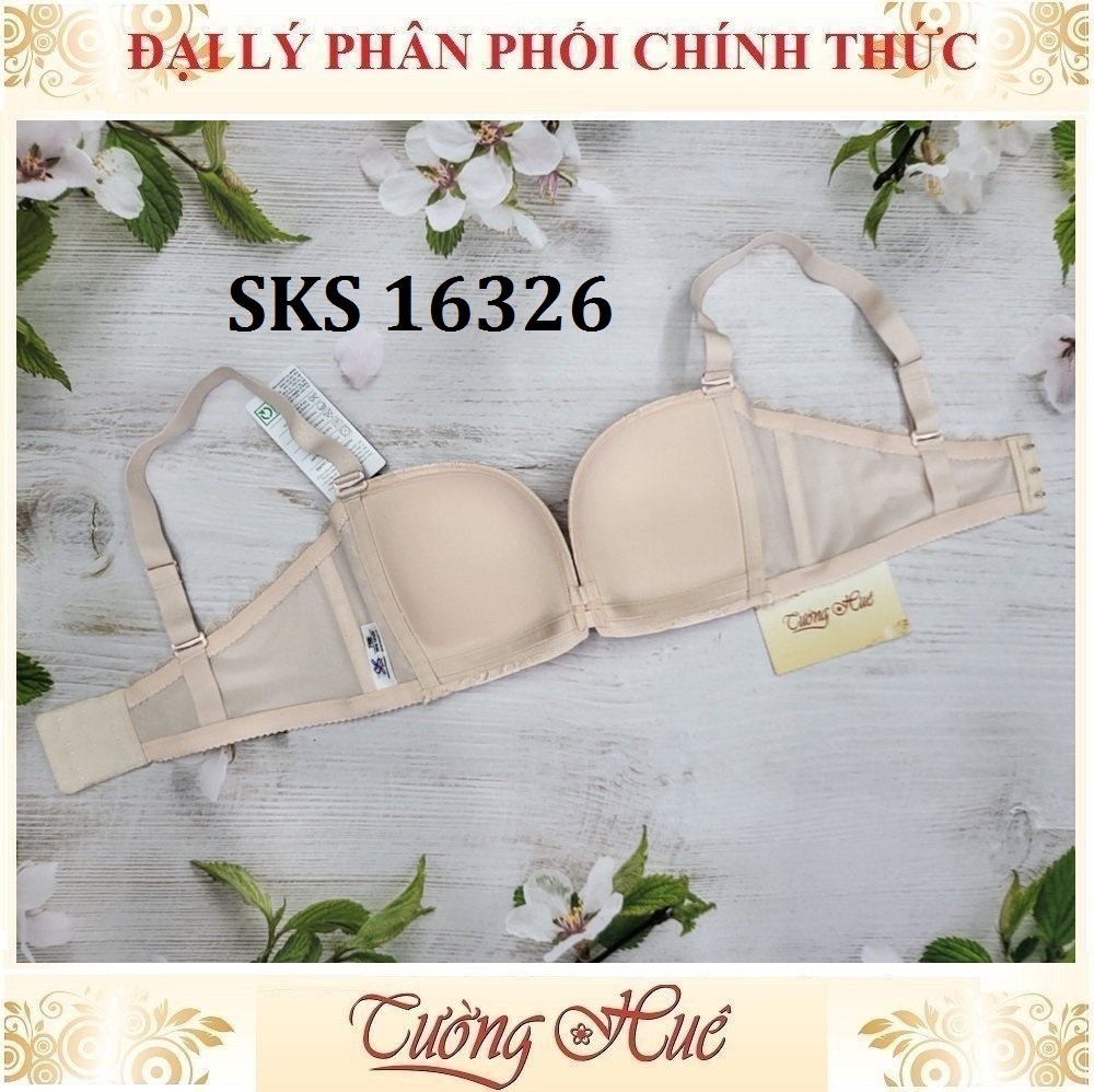 Áo lót nữ Darlin SKS 16326 Không Gọng Mút Mỏng Ren Xẻ V Sâu Phối Lưng Lưới Bảng Vừa 3 Móc Cài.