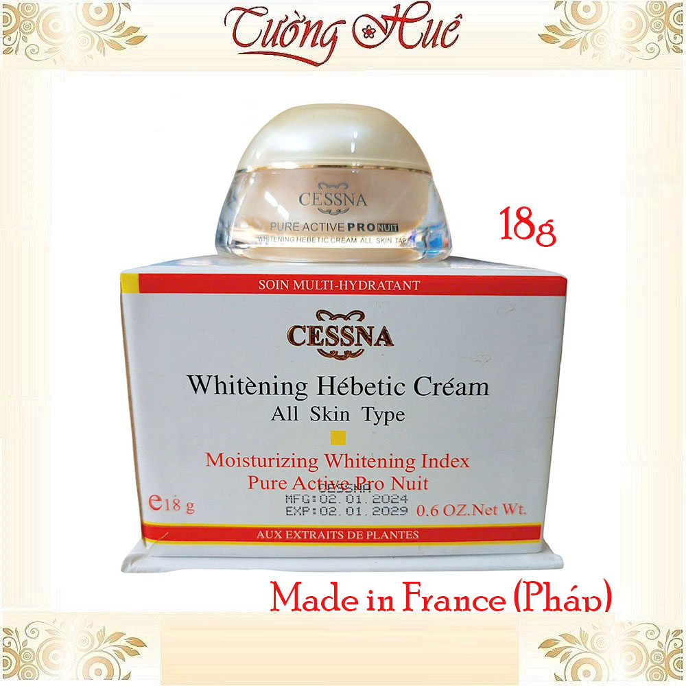 Kem dưỡng trắng, giữ ẩm Cessna Whitening Hebetic Cream All Skin Type - Trắng - 18g