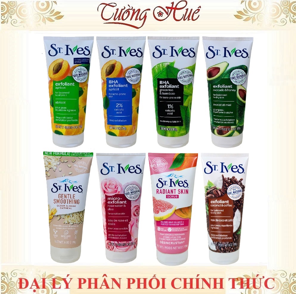 Sữa Rửa Mặt Tẩy Tế Bào Da Chết St.Ives Mỹ Nhiều Mùi Lựa Chọn - 170g