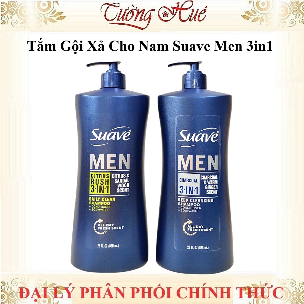 Tắm Gội Xả Cho Nam Suave Men 3in1 Nhiều Mùi Hương Lựa Chọn - 828ml