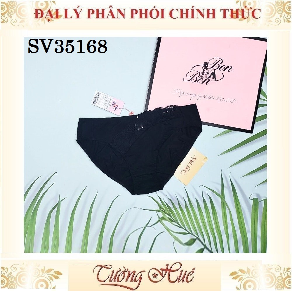 Quần lót nữ Bon Bon SV35168 Trơn Phối Ren Đính Đá Lưng Vừa.