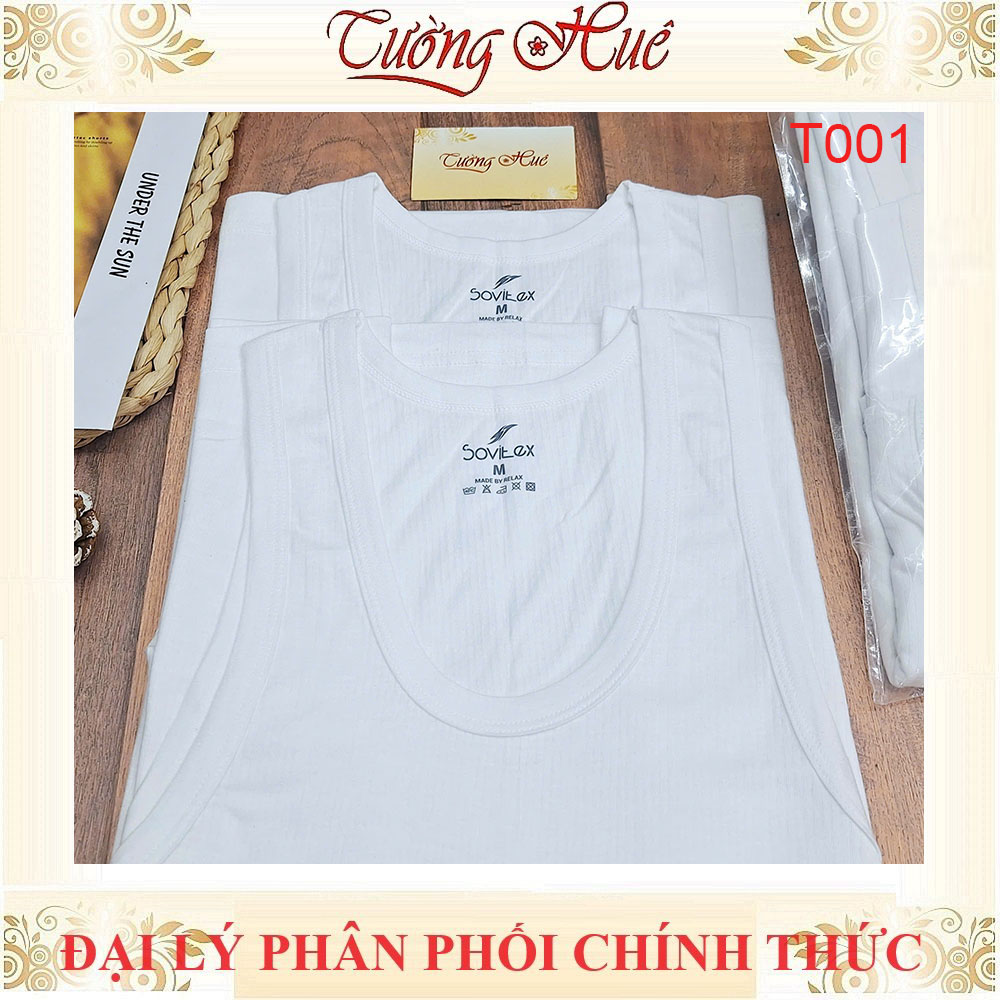 Áo Thun Ba Lỗ Sovitex By relax T001 Cổ Chữ U Trắng Cotton Thun Co Dãn Không Viền May 2 Bên Hông