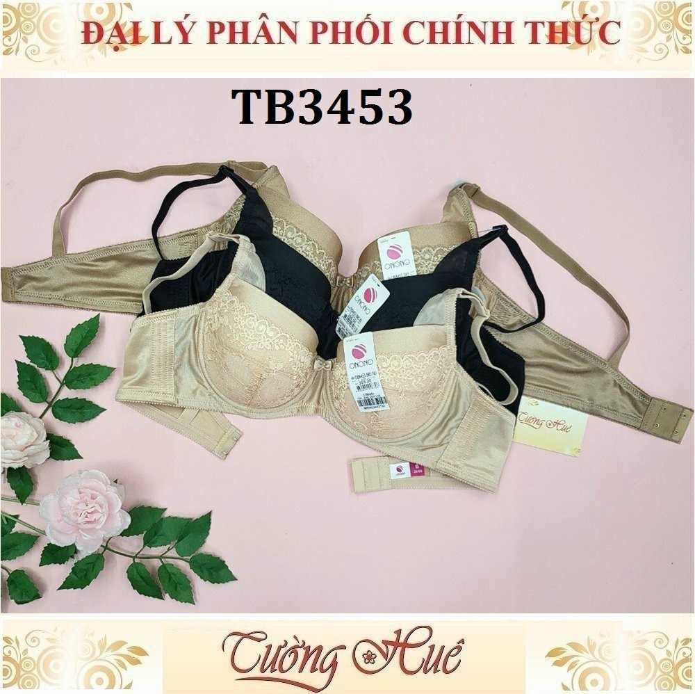 Áo Lót Nữ Thái Lan ONONO TB3453/ OB8453 Có Gọng Mút Mỏng Trơn Phối Ren 2 Móc Cài.