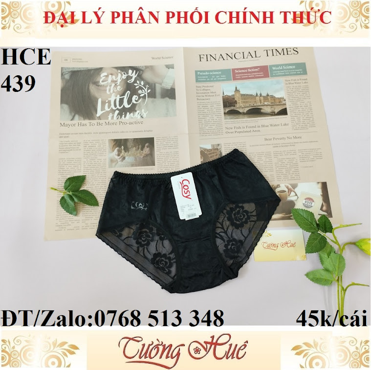 Quần lót nữ Cosy HCE 439 ren thêu hoa lưng cao.
