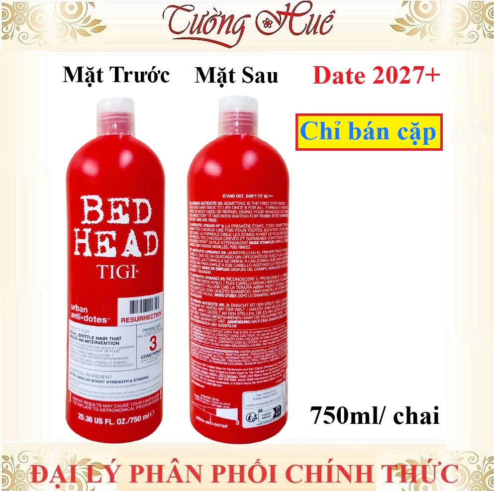 Cặp Dầu Gội Xả Tigi Bed Head Resurrection 750ml - Đỏ