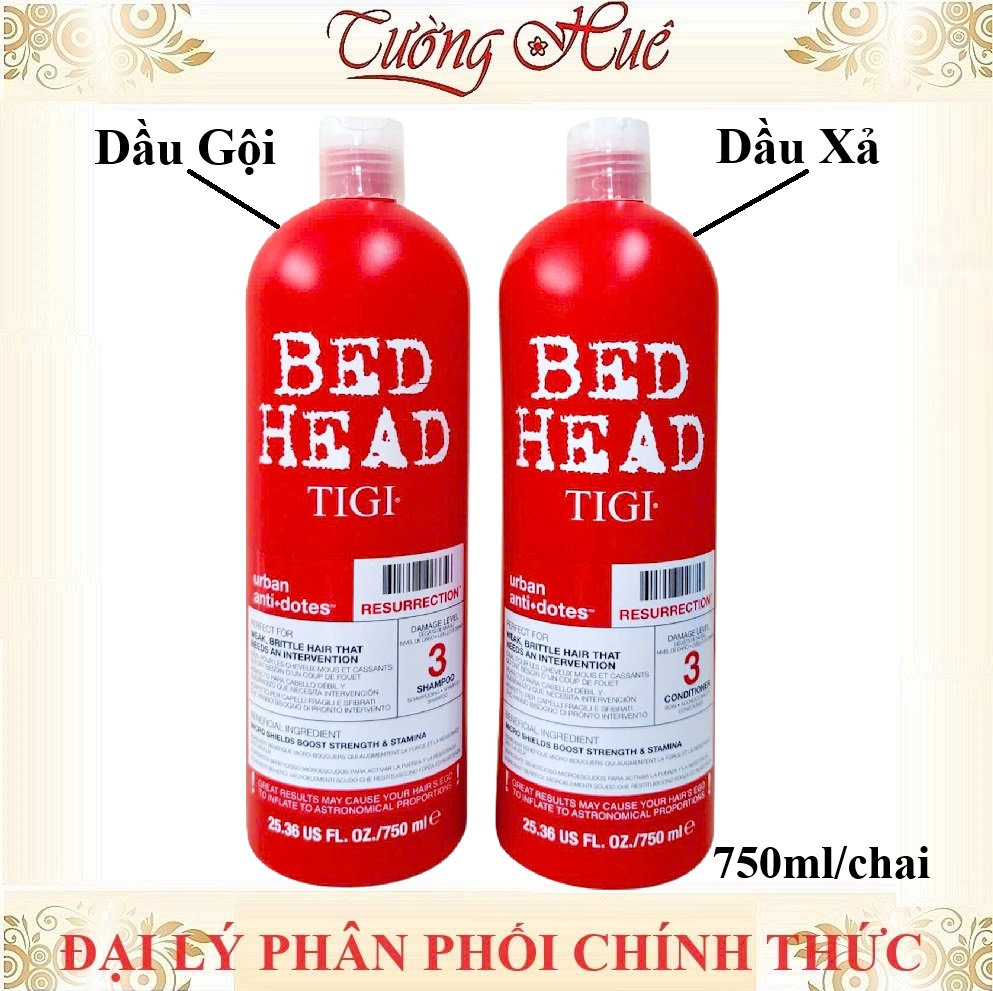Cặp Dầu Gội Xả Tigi Bed Head Resurrection 750ml - Đỏ