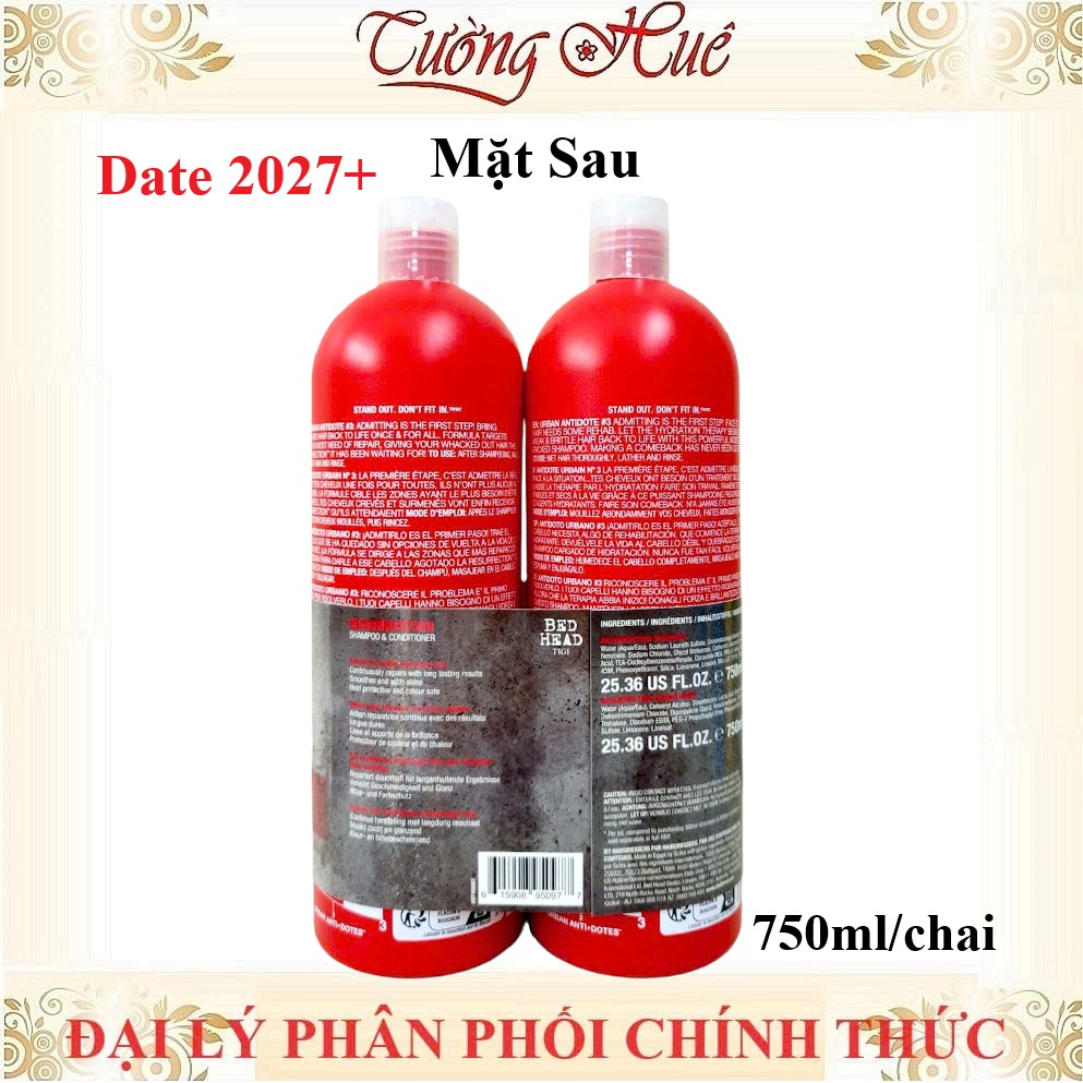 Cặp Dầu Gội Xả Tigi Bed Head Resurrection 750ml - Đỏ