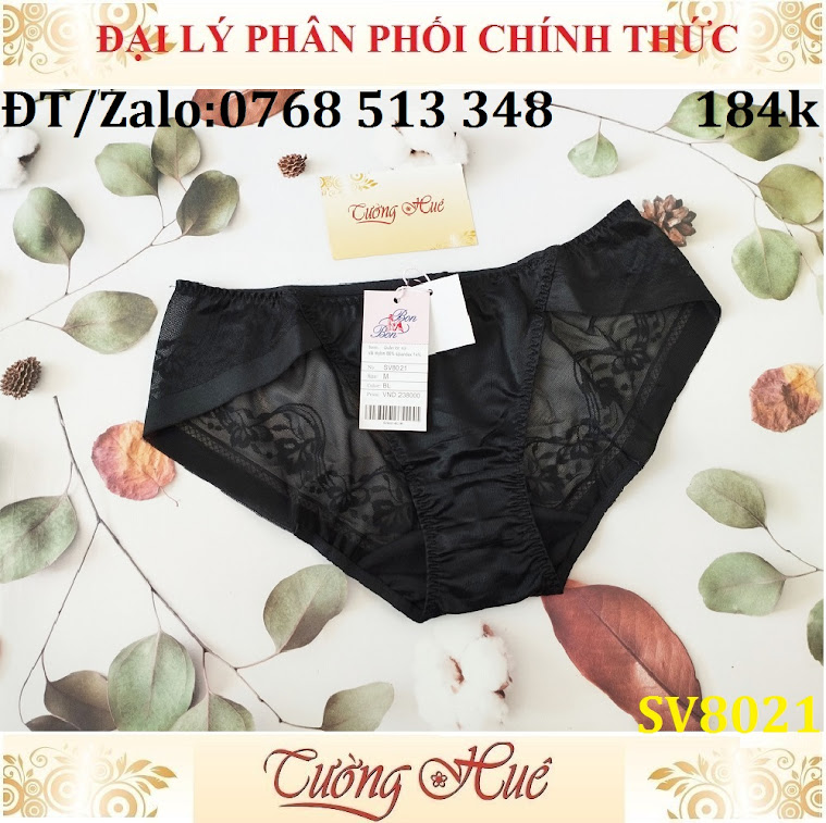 Quần lót nữ Bon Bon SV8021 ren lưới hoa văn, lưng vừa.