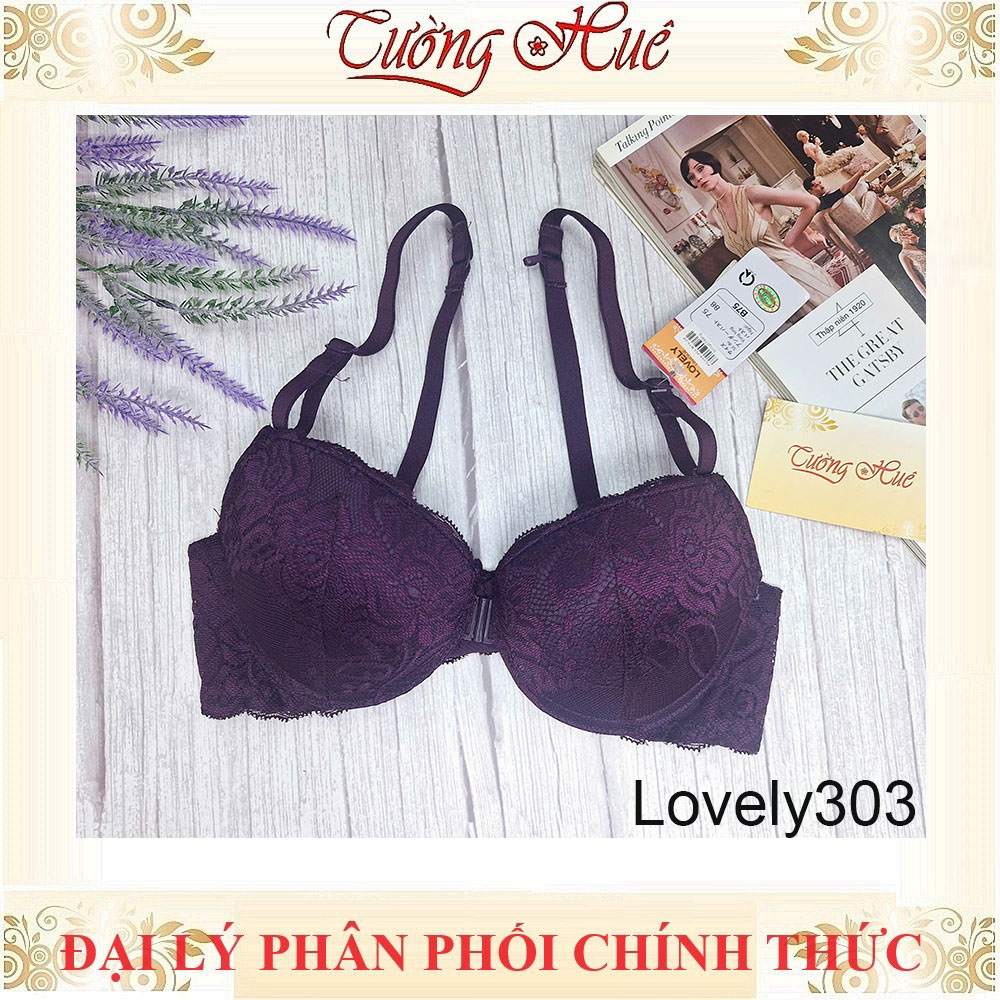 Áo Lót nữ Lovely303 Cài Trước Ren Có Gọng Mút Đệm 3.5cm Cúp Ngang Dây Tùy Chỉnh Tháo Rời 2 Kiểu Mặc