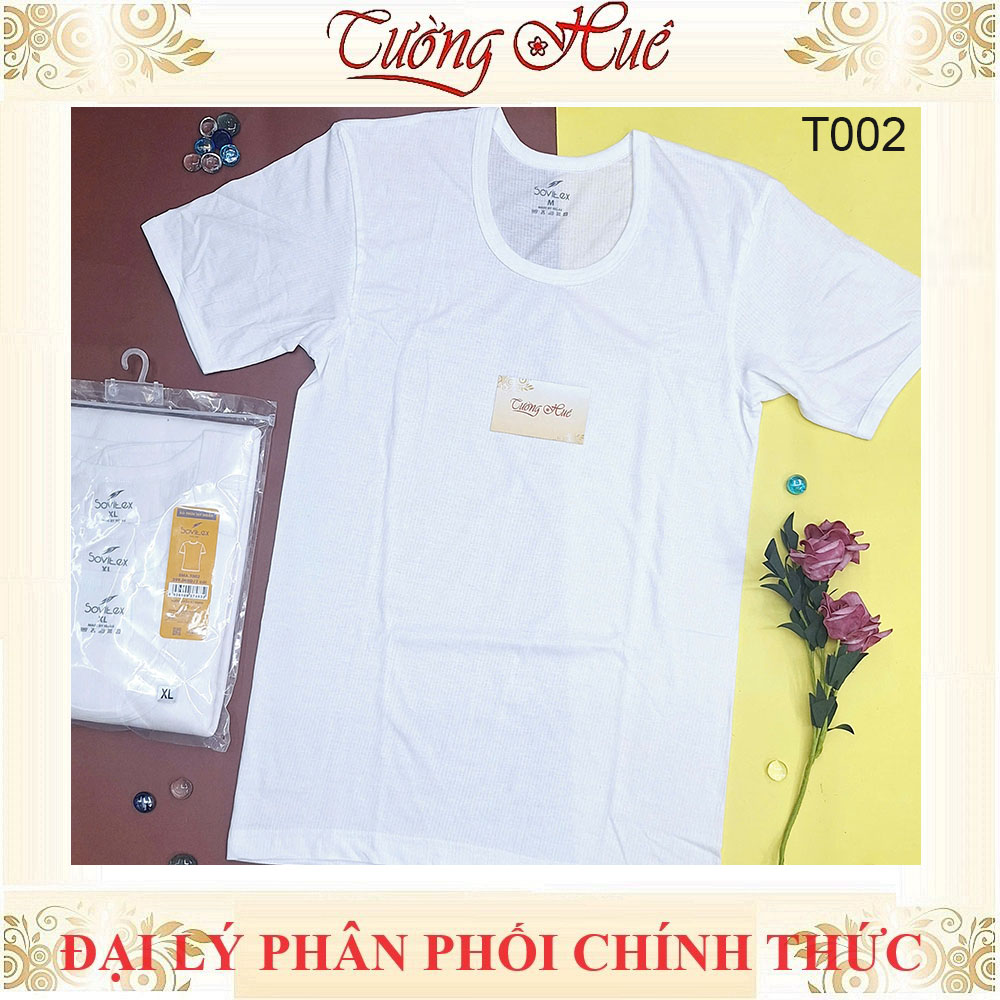 Áo Lót Nam Trắng Tay Ngắn Sovitex By relax T002 Cổ Chữ U Cotton Thun Co Dãn Không Viền May 2 Bên Hông