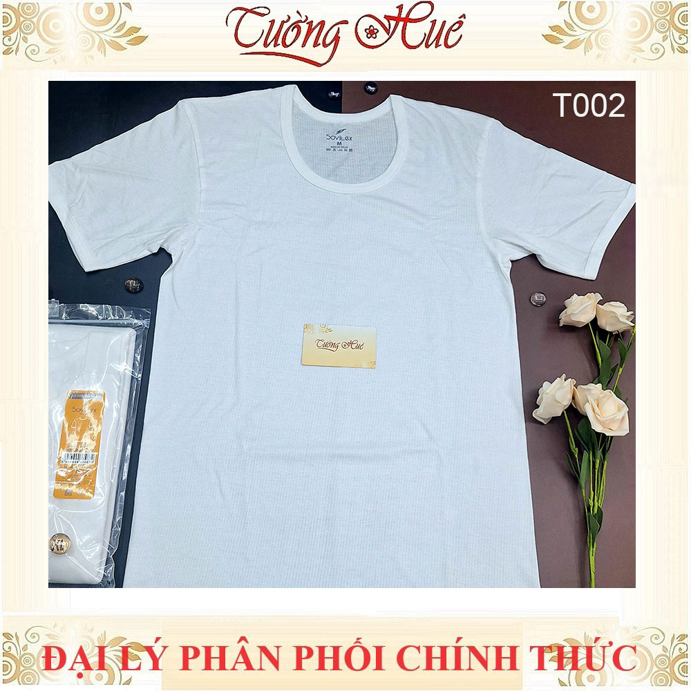 Áo Lót Nam Trắng Tay Ngắn Sovitex By relax T002 Cổ Chữ U Cotton Thun Co Dãn Không Viền May 2 Bên Hông