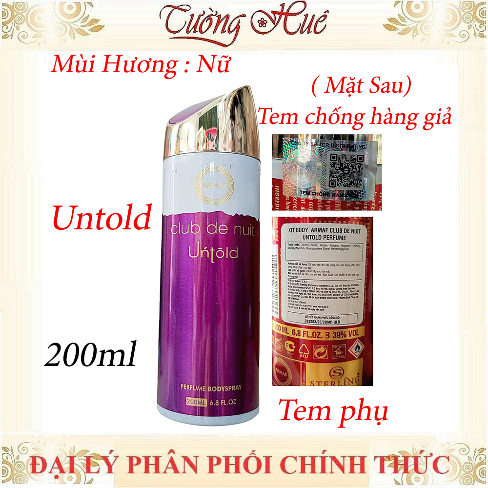 Xịt Khử Mùi ARMAF Club de Nuit Khử Mùi, Lưu Hương ( Có sự lựa chọn)