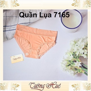 Quần Lót Nữ 7165 Lụa Trơn Viền Tim Lưới Lưng Cao.