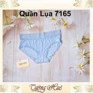 Quần Lót Nữ 7165 Lụa Trơn Viền Tim Lưới Lưng Cao.