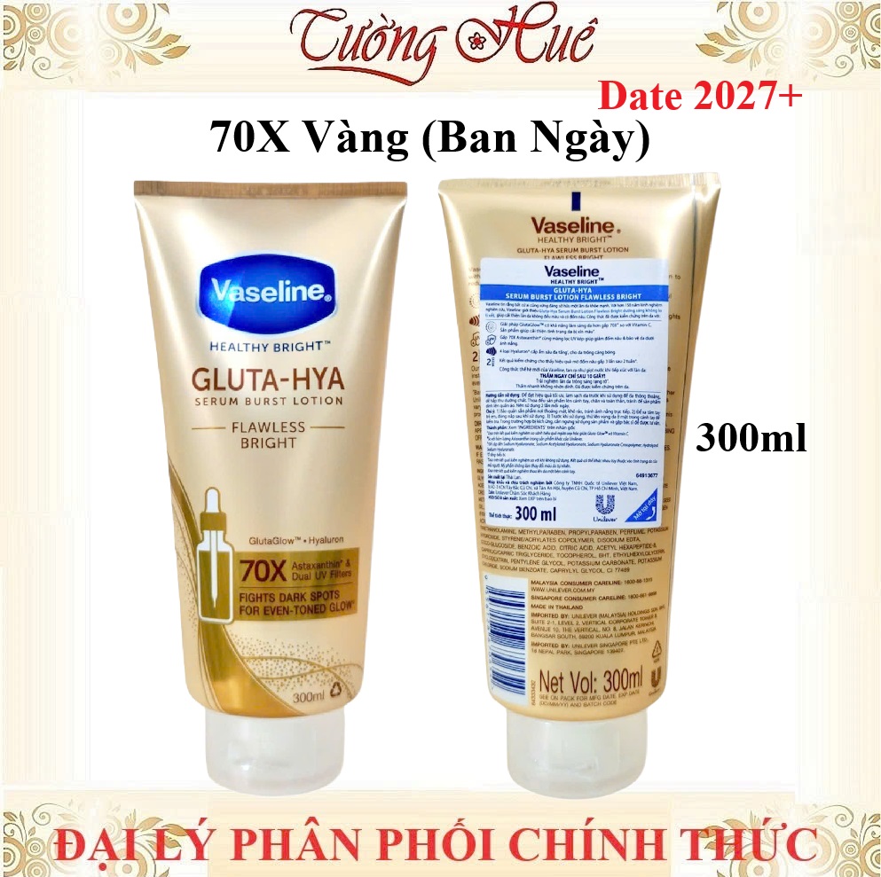 Dưỡng Thể Vaseline 10X - 70X Healthy Bright Gluta-Hya Serum Burst Lotion - 300ml (Có lựa chọn)