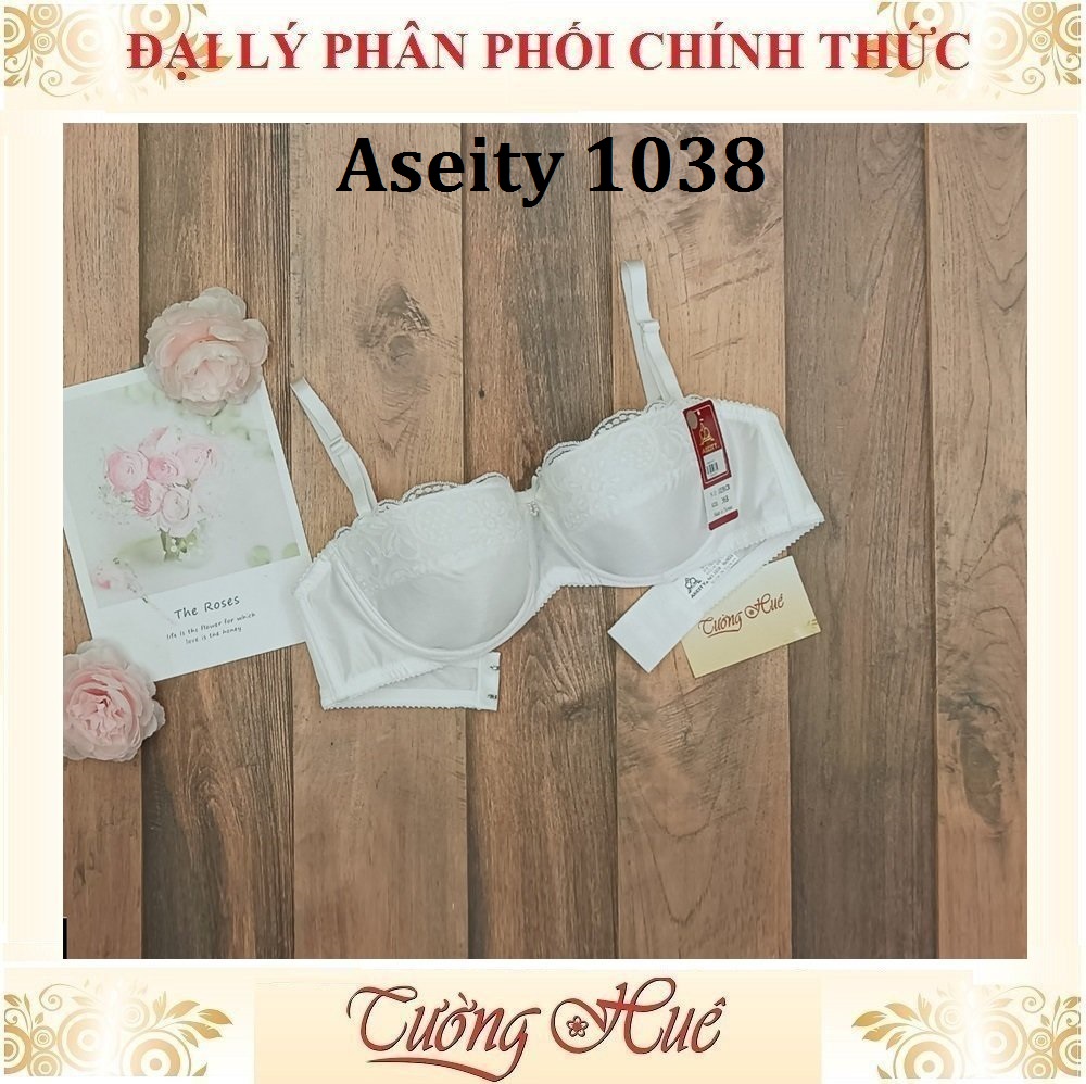 Áo Lót Nữ Đài Loan Aseity 1038 Có Gọng Cúp Ngang Trơn Phối Ren Mút Mỏng.