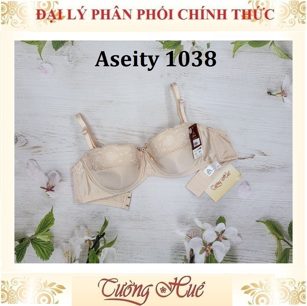 Áo Lót Nữ Đài Loan Aseity 1038 Có Gọng Cúp Ngang Trơn Phối Ren Mút Mỏng.