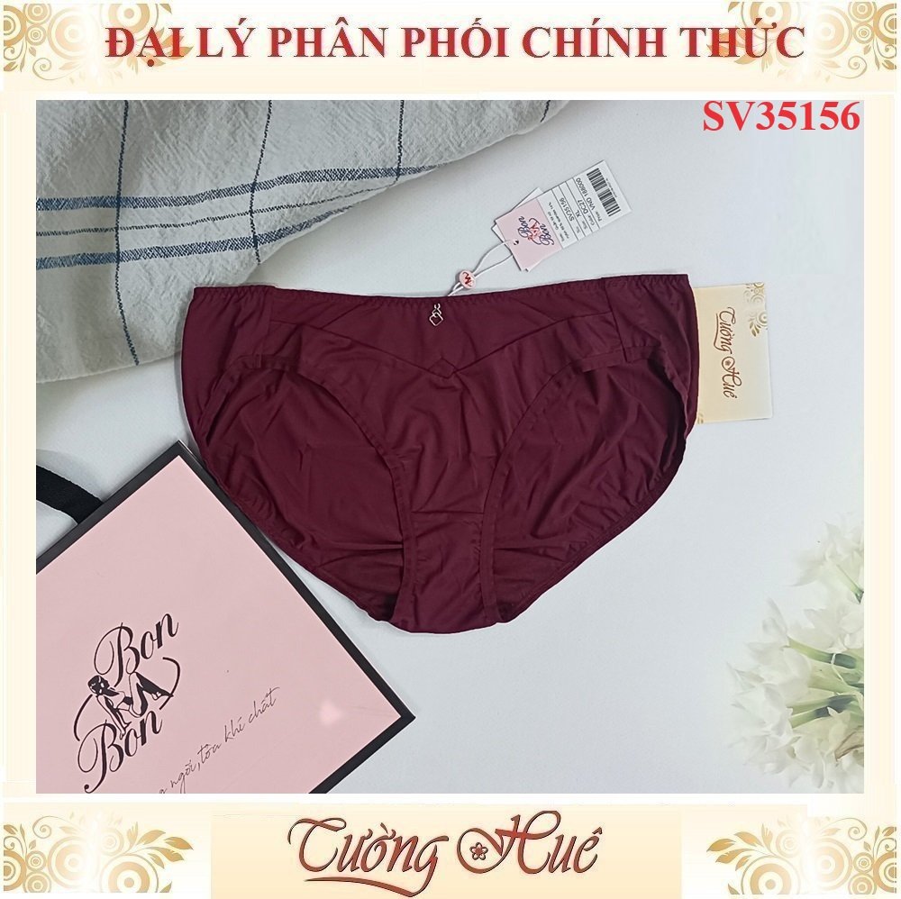 Quần lót nữ Bon Bon SV35156 trơn phối lưới, lưng vừa.