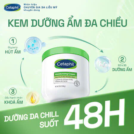 Kem Dưỡng Ẩm Cetaphil Moisturising Cream Dành Cho Da Khô Và Da Nhạy Cảm - 453g