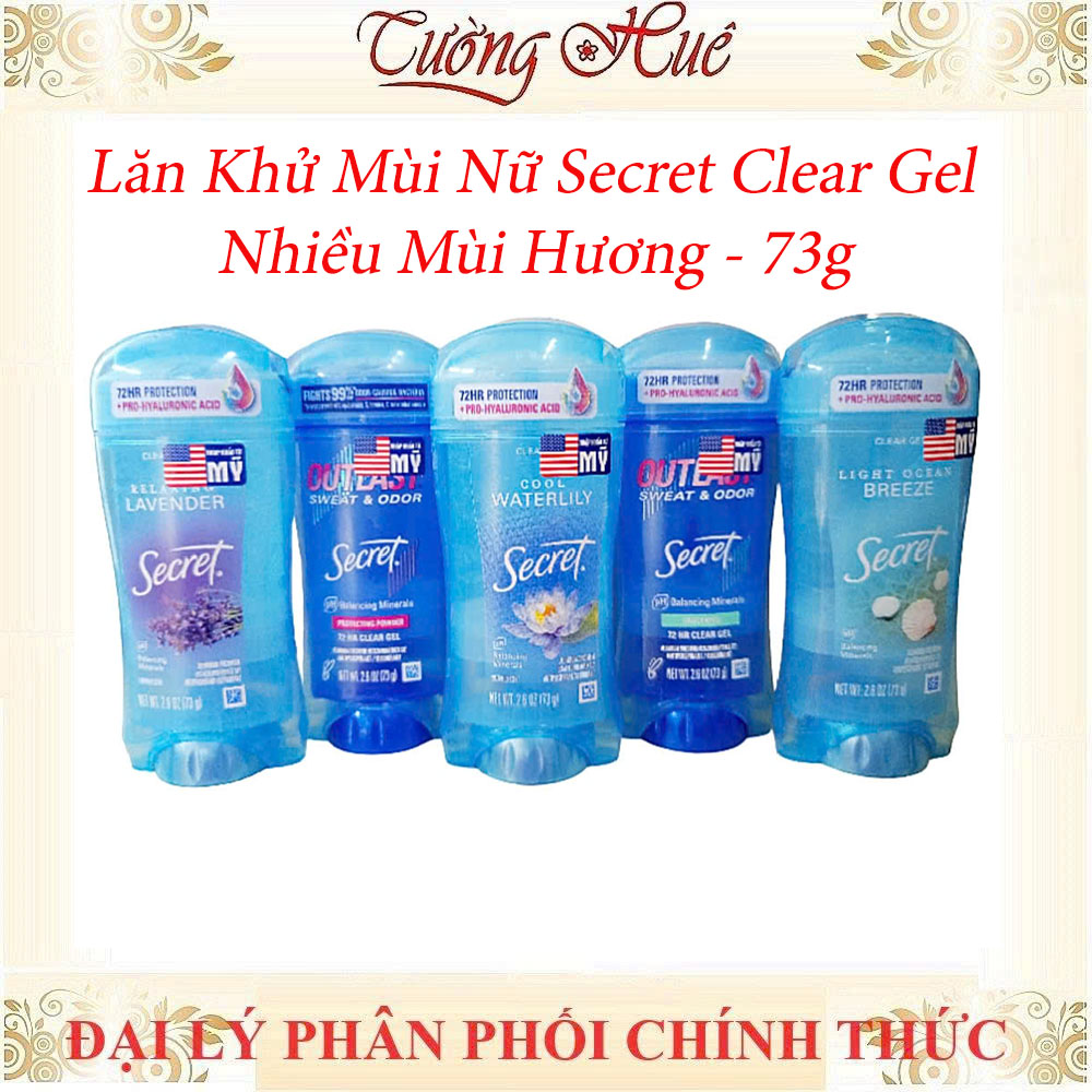 Lăn Khử Mùi Nữ Secret Clear Gel Nhiều Mùi Hương - 73g