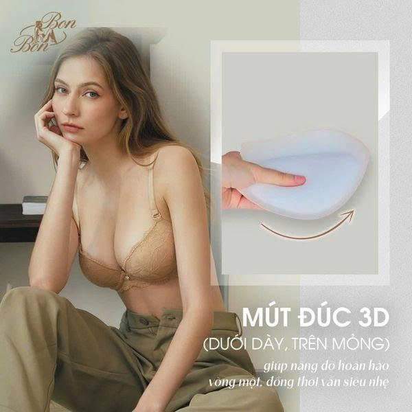 Áo lót nữ Bon Bon BV35179 siêu dày cúp 3/4 full ren
