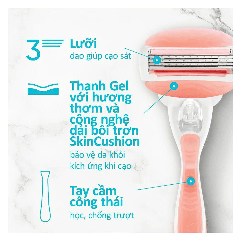 Dao Cạo Nữ Gillette Venus Hoa Trà Trắng Venus Comfortglide White Tea (1 Cán + 2 Đầu Dao)